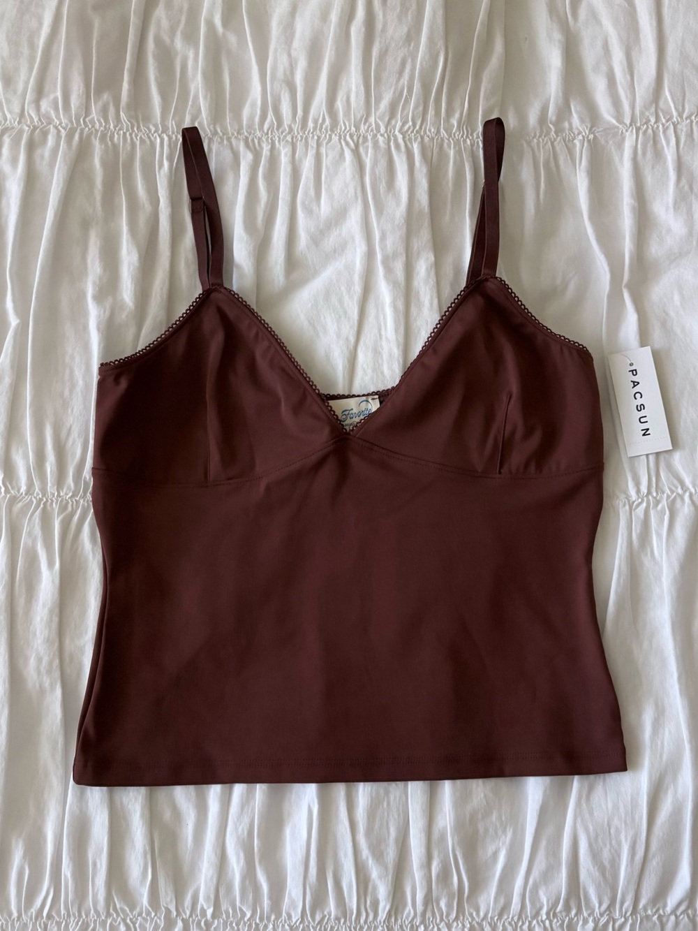 NWT Brown lace trim cami top
